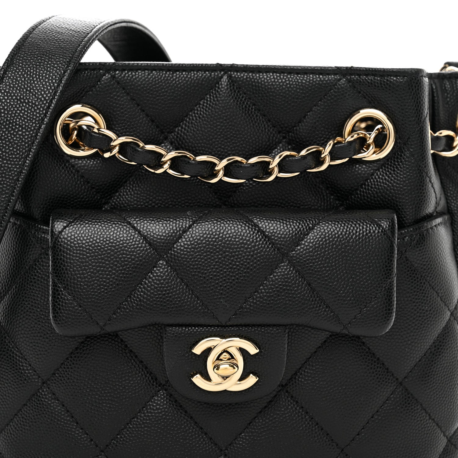 Chanel Caviar Quilted Flap Bucket Bag Black 5 of 11
