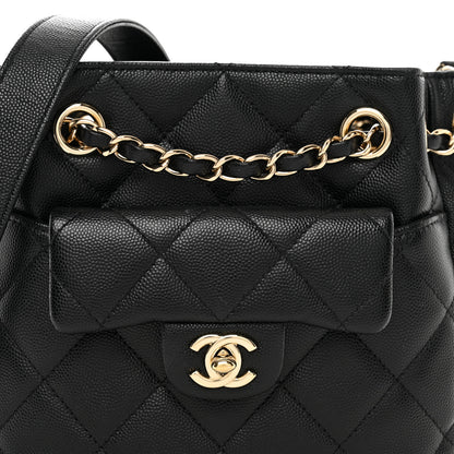 Chanel Caviar Quilted Flap Bucket Bag Black 5 of 11