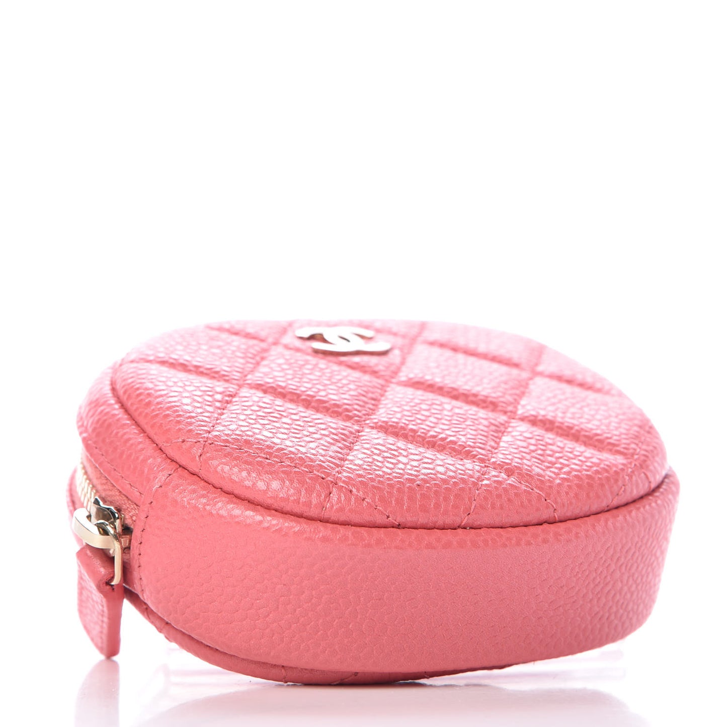 Iridescent Caviar Quilted Zip Around Classic Coin Purse Pink