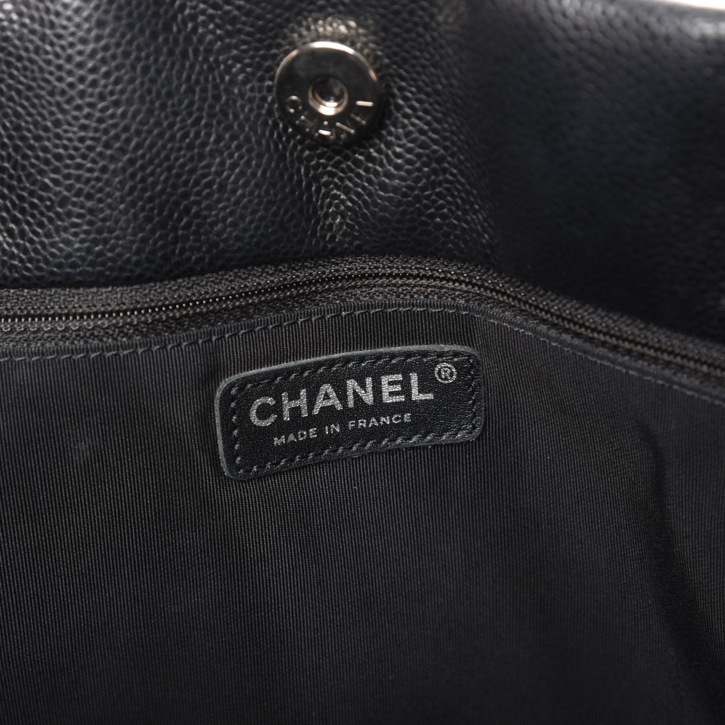 Soft Caviar Large Timeless CC Shopping Tote Black