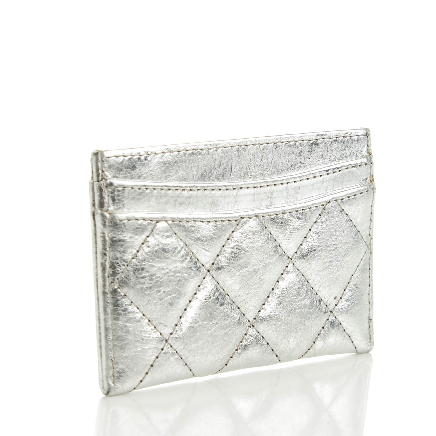 Chanel Metallic Aged Calfskin Quilted Reissue Card Holder Silver 3 of 8