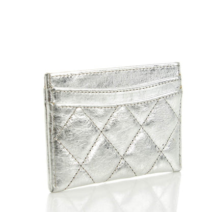 Chanel Metallic Aged Calfskin Quilted Reissue Card Holder Silver 3 of 8