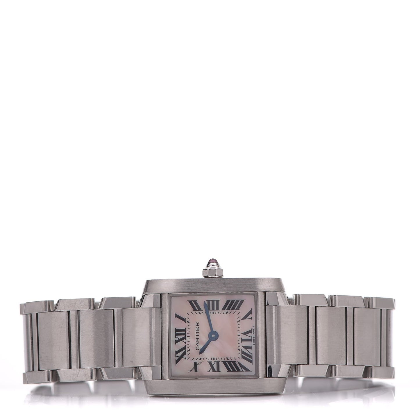 Stainless Steel Pink Mother of Pearl 20mm Tank Francaise Quartz Watch