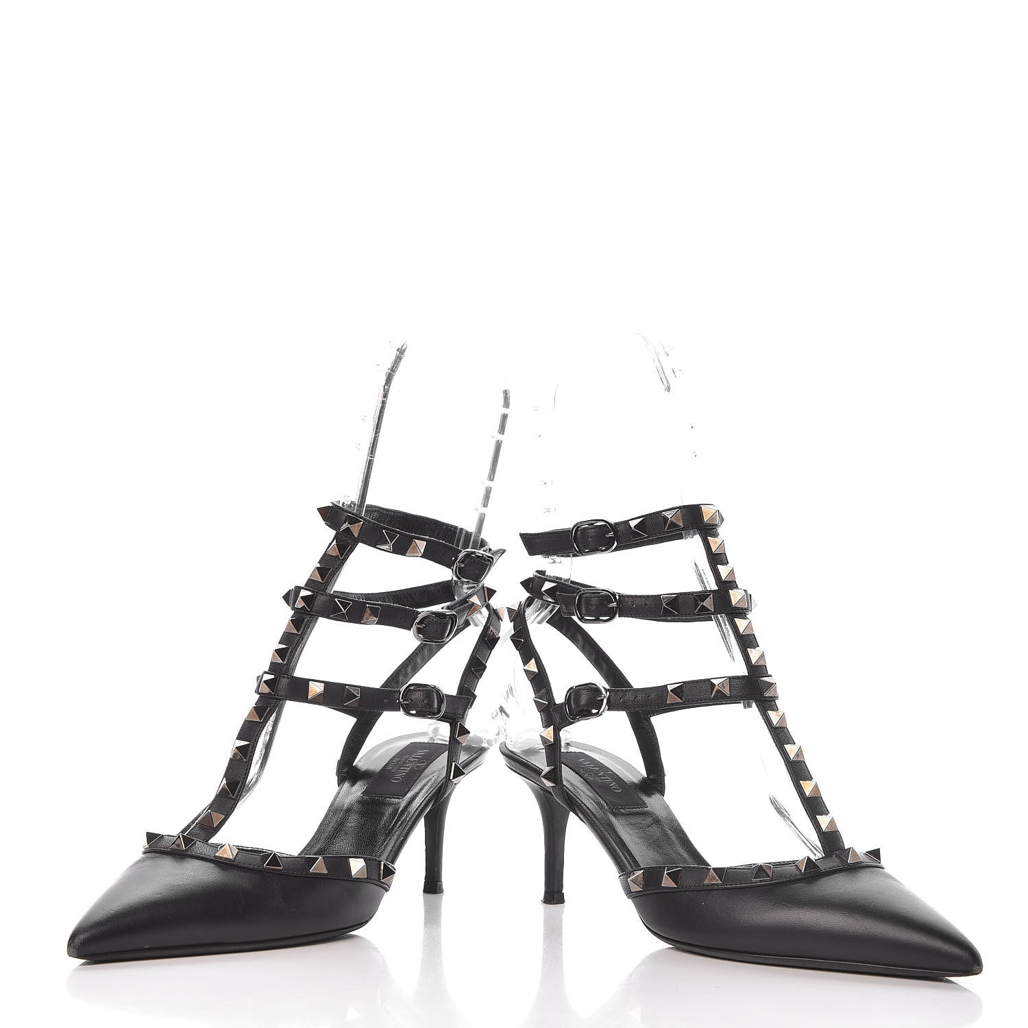 Valentino Garavani Calfskin Nappa Rockstud Ankle Strap 65mm Pumps 37.5 Black 11 of 11