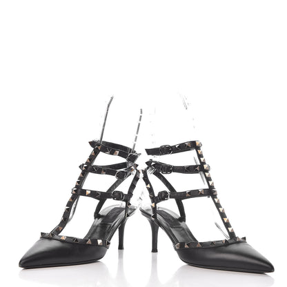 Valentino Garavani Calfskin Nappa Rockstud Ankle Strap 65mm Pumps 37.5 Black 11 of 11