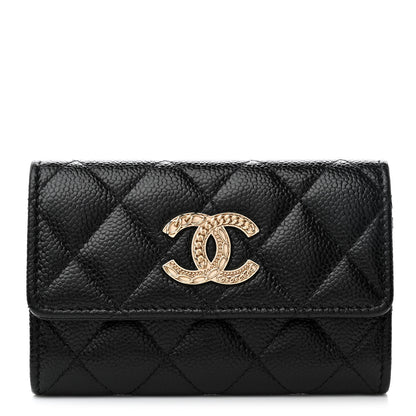 Chanel Caviar Quilted Chain CC Flap Card Holder Black 1 of 9