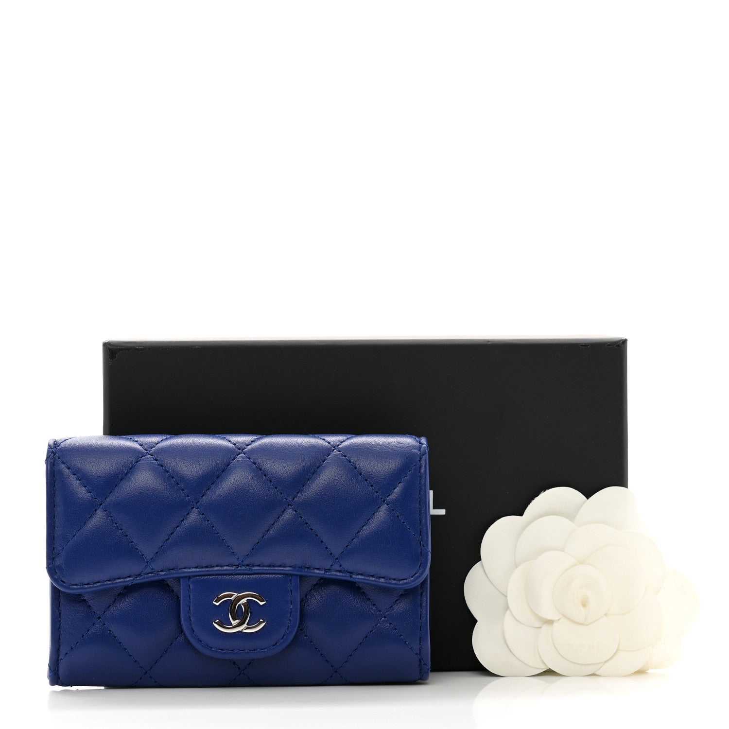 Chanel Lambskin Quilted Flap Card Holder Wallet Blue 9 of 9