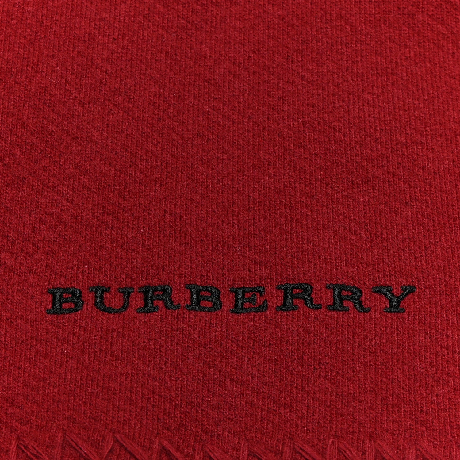 Burberry Wool Cashmere Felted Fringe Scarf Carmine Red 3 of 8