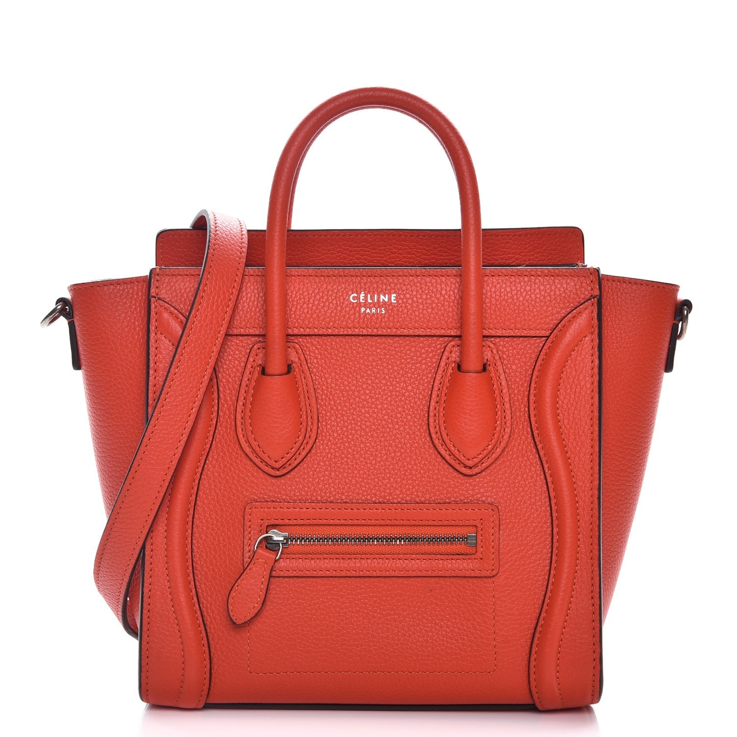 Drummed Calfskin Nano Luggage Vermillion