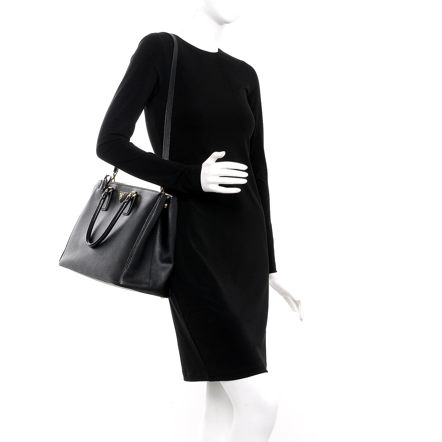 Saffiano Large Galleria Double Zip Tote Black