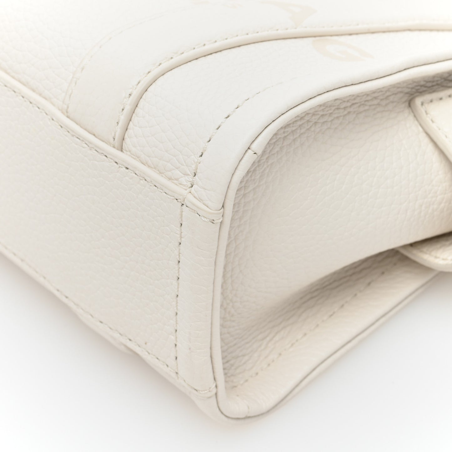 Grained Calfskin Micro The Tote Bag Cotton Silver