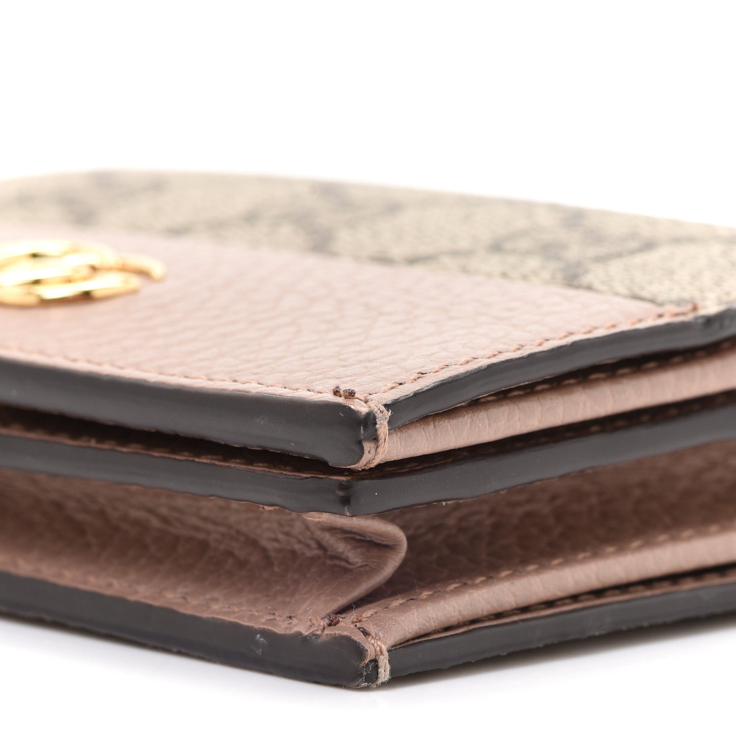Dollar Calfskin GG Supreme Monogram GG Marmont Card Case Porcelain Rose Beige Ebony