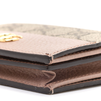 Gucci Dollar Calfskin GG Supreme Monogram GG Marmont Card Case Porcelain Rose Beige Ebony 9 of 10