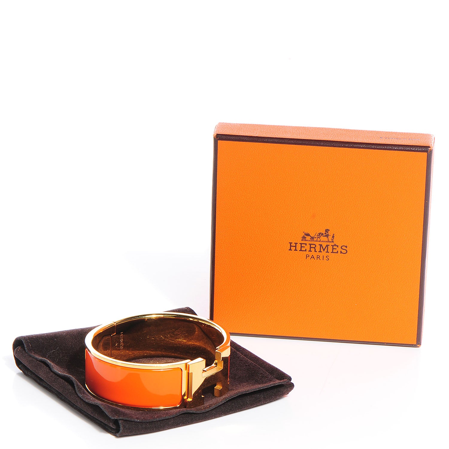 Hermes Enamel Wide Clic Clac H Bracelet PM Orange 6 of 6