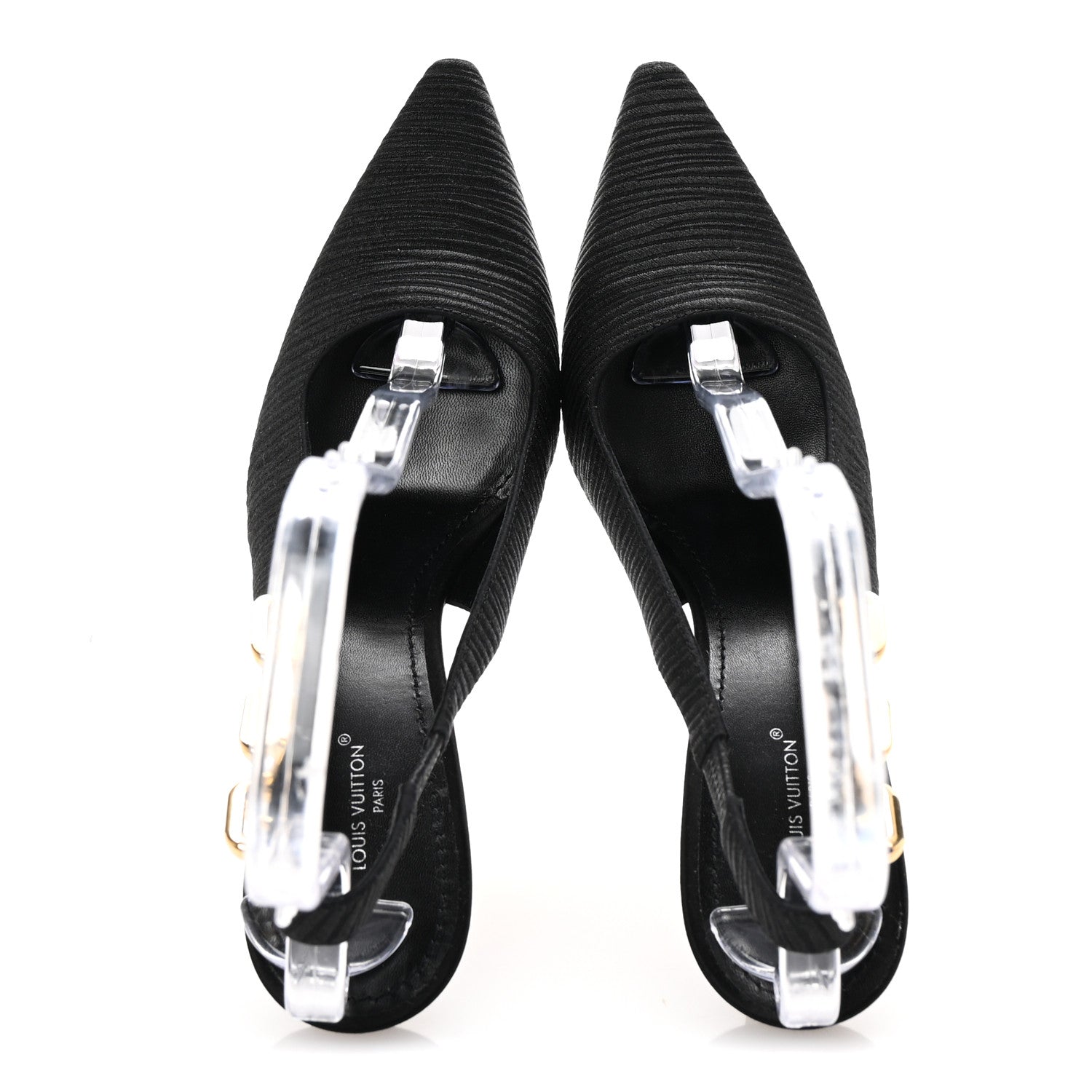 Louis Vuitton Satin Sparkle Slingback Pumps 39 Black 2 of 9