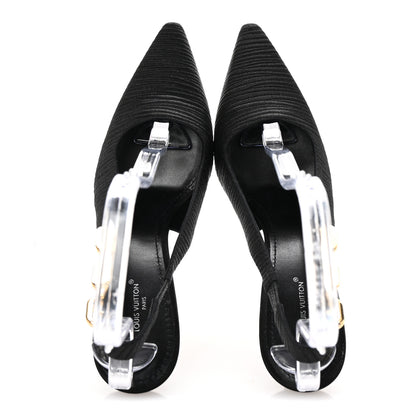 Louis Vuitton Satin Sparkle Slingback Pumps 39 Black 2 of 9