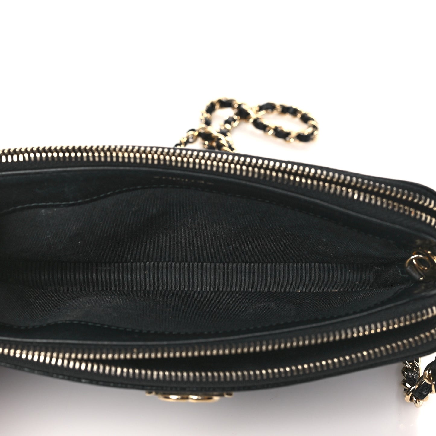 Caviar Chevron Small Boy Clutch With Chain Black