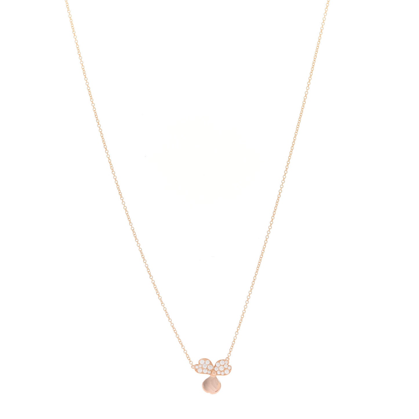 18K Rose Gold Diamond Paper Flowers Pendant Necklace