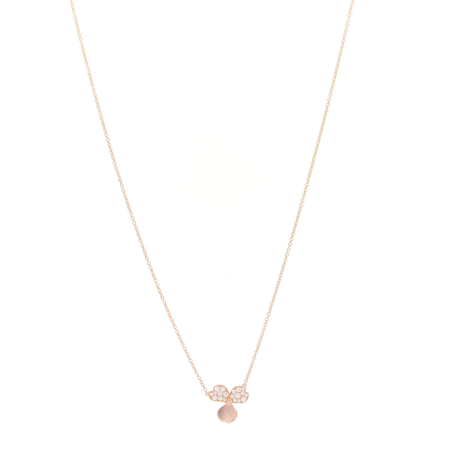 Tiffany 18K Rose Gold Diamond Paper Flowers Pendant Necklace 1 of 6
