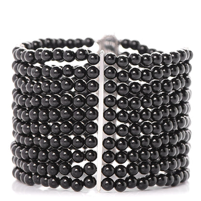 Tiffany Sterling Silver Black Onyx 10 Row Ziegfeld Bracelet 1 of 6