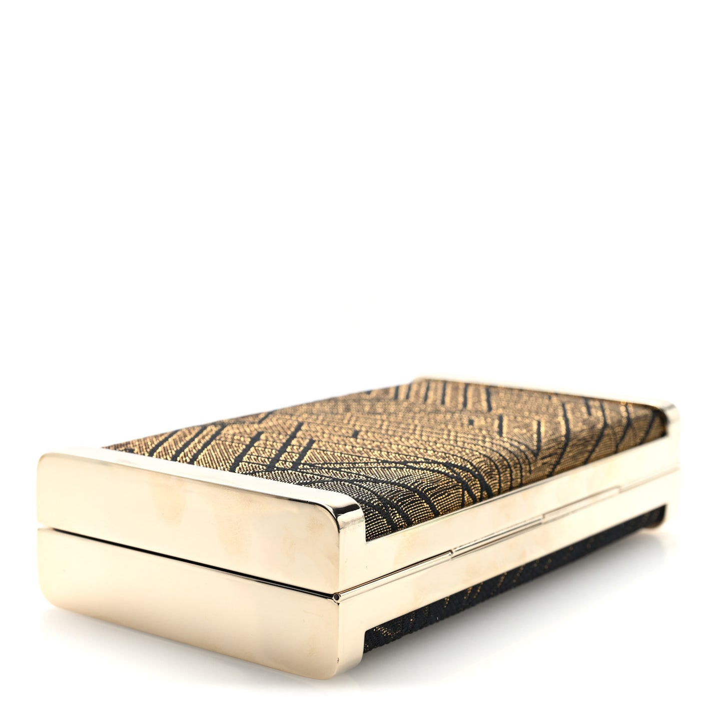 Canvas Geometric Metal Box Clutch Black