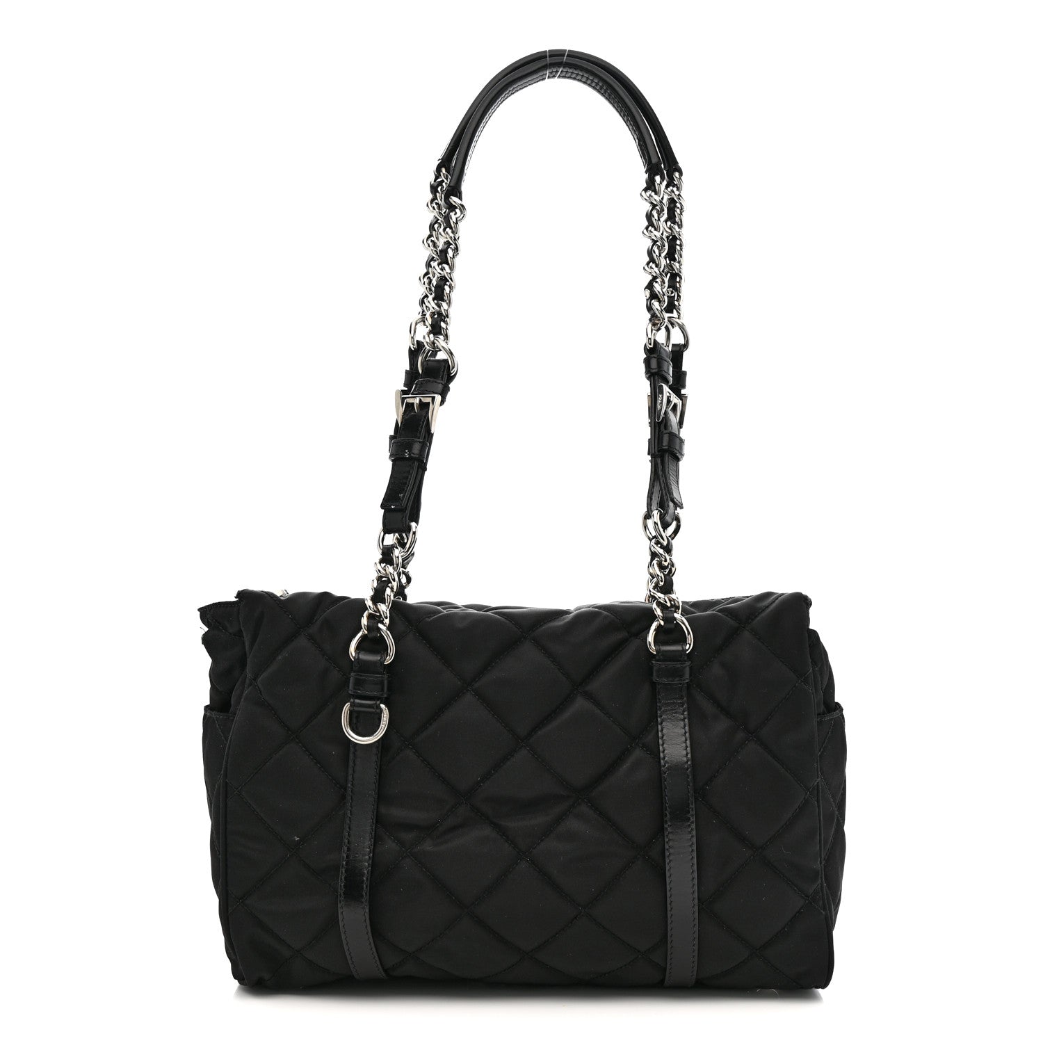 Prada Nylon Tessuto Quilted Chain Shoulder Bag Black 1 of 14