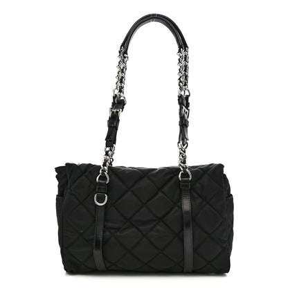 Prada Nylon Tessuto Quilted Chain Shoulder Bag Black 1 of 14