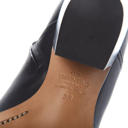 Valentino Garavani Calfskin Rockstud Double Buckle 50mm Cowboy Ankle Boots 38 Black 7 of 9