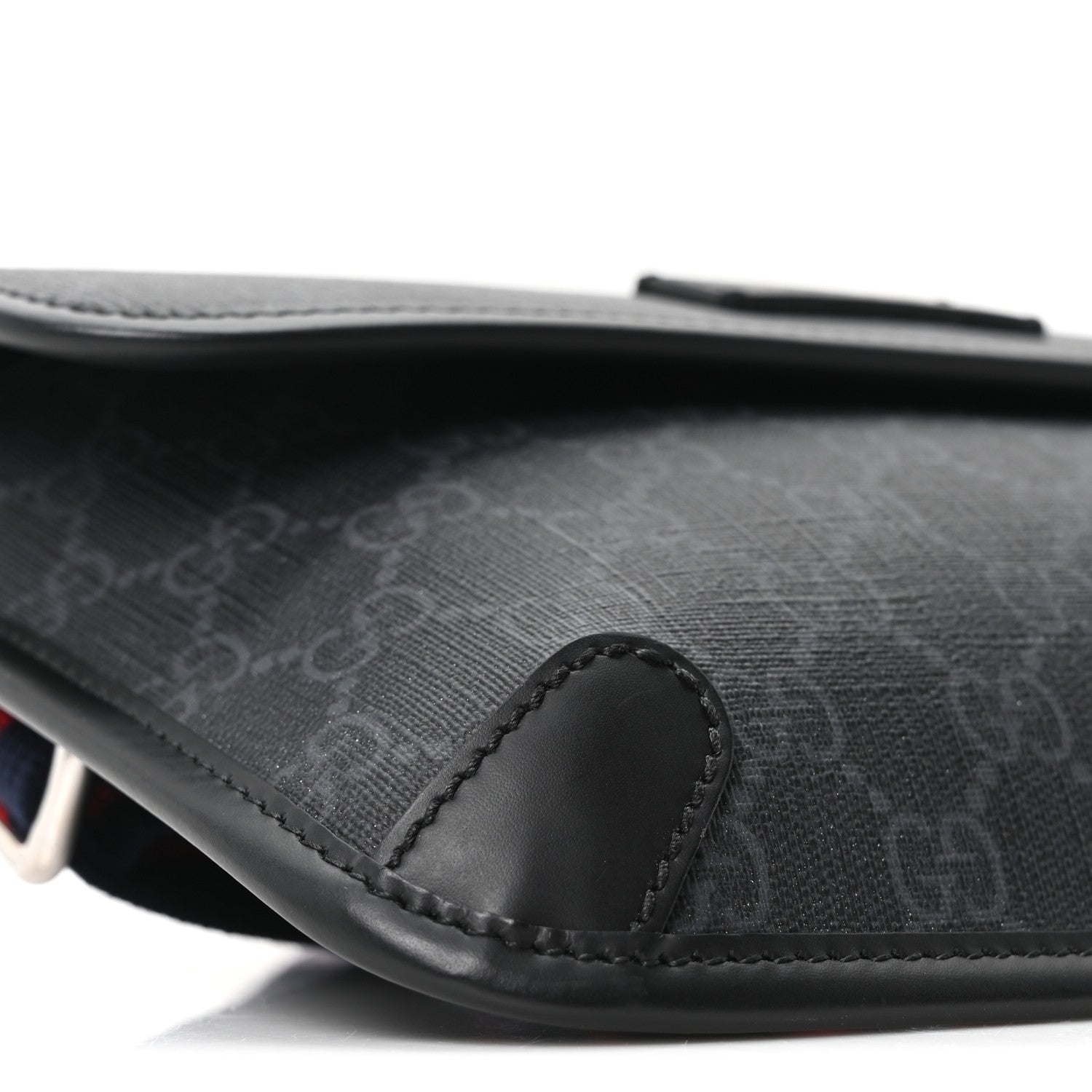 Gucci GG Supreme Monogram Web Slim Belt Bag Black Grey 9 of 10