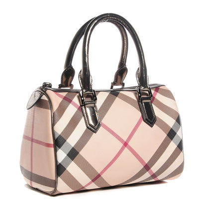 Burberry Patent Nova Check Small Chester Bowling Bag Nickel 3 of 7