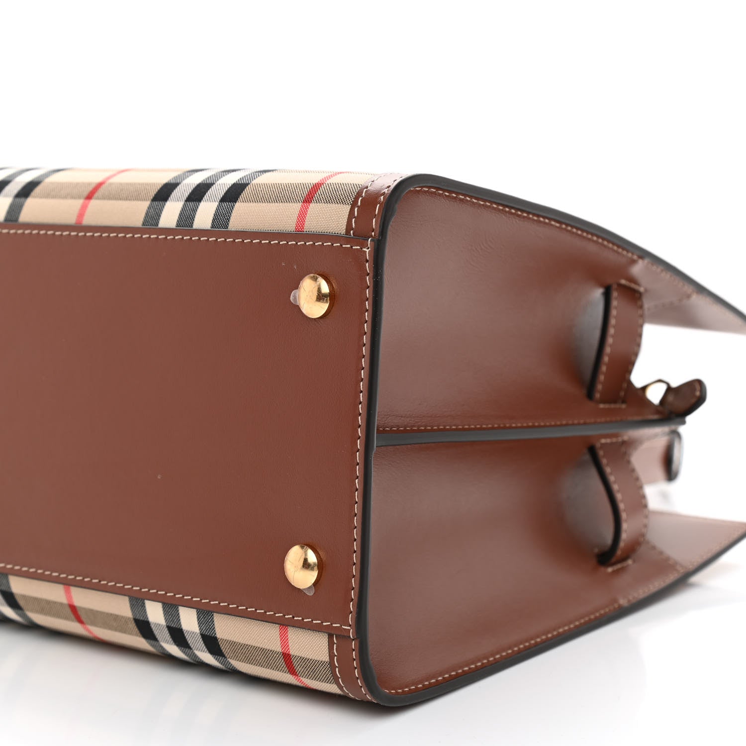 Burberry Calfskin Vintage Check Two Handle Title Bag Archive Beige 8 of 8
