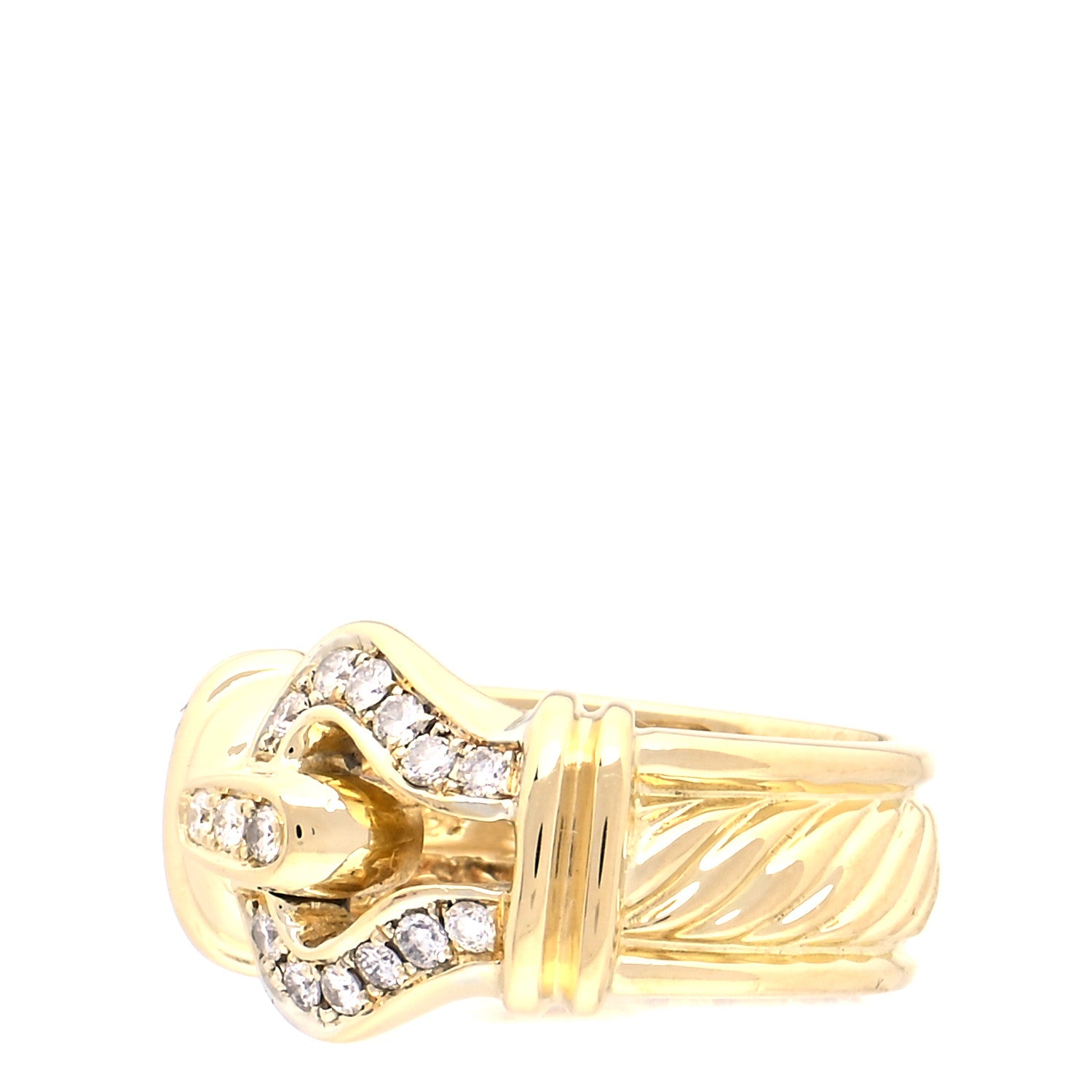 David Yurman 18K Yellow Gold Diamond Buckle Cable Ring 49 4.75 4 of 7
