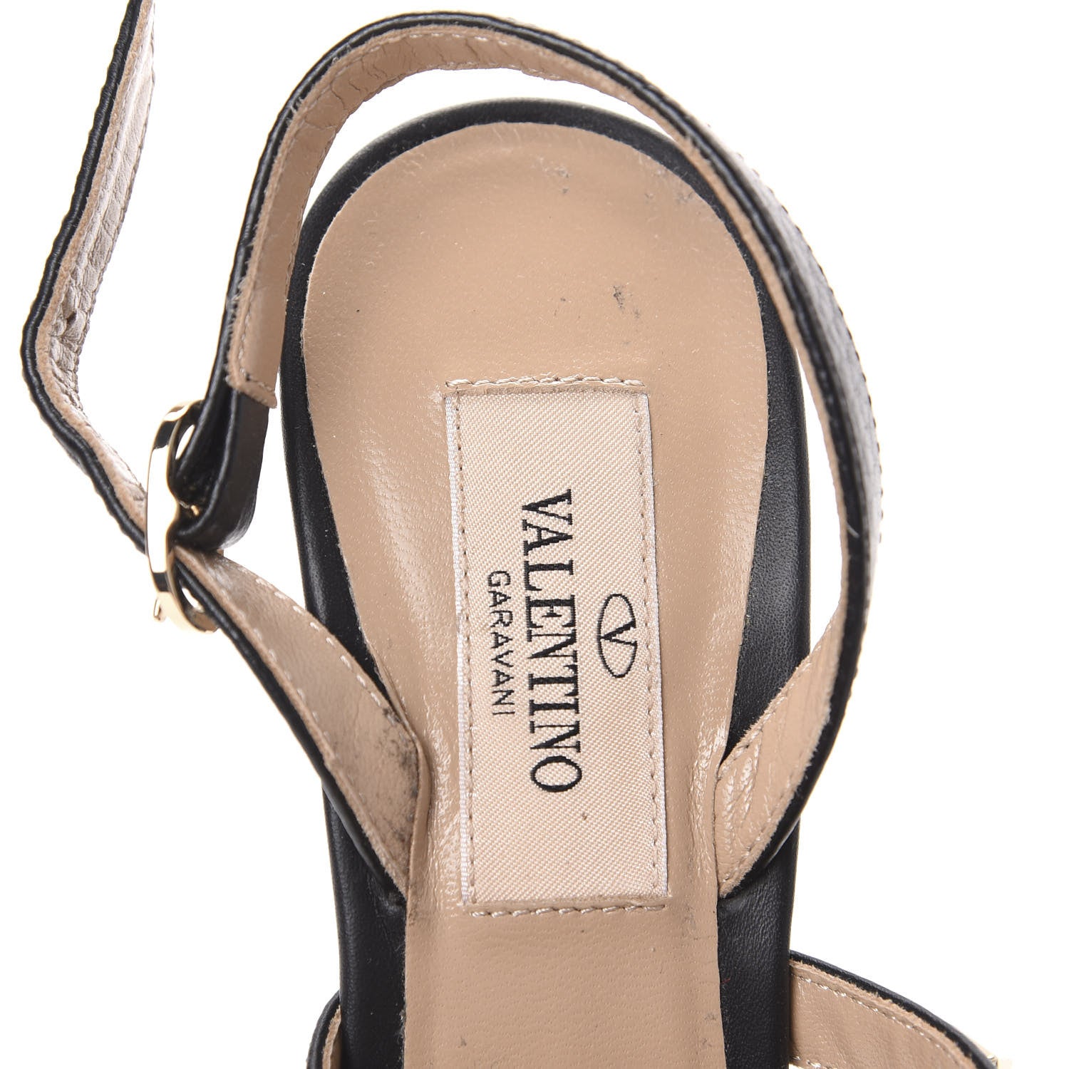 Valentino Garavani Pebbled Calfskin Rockstud Cage Slingback Pumps 36 Black 7 of 13