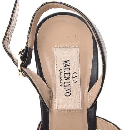 Valentino Garavani Pebbled Calfskin Rockstud Cage Slingback Pumps 36 Black 7 of 13