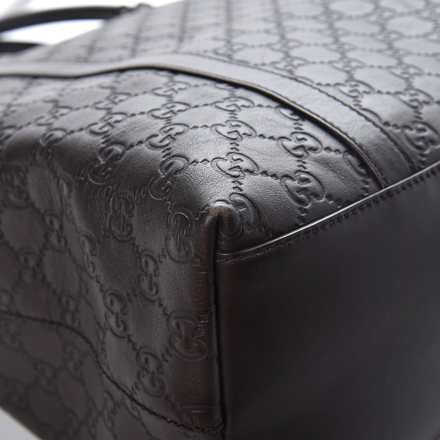 Guccissima Large GG Charm Convertible Dome Satchel Dark Brown