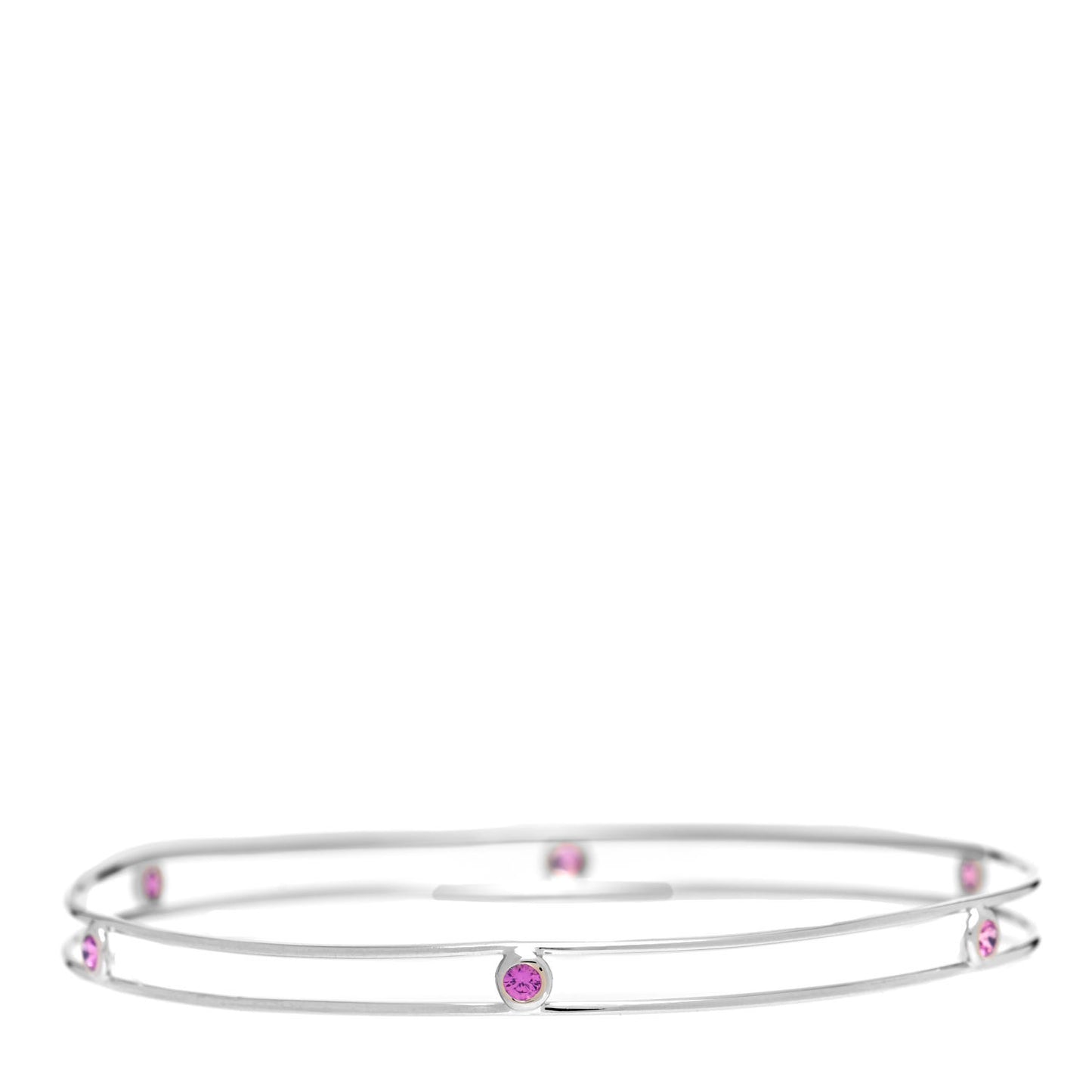18K White Gold Pink Sapphire Elsa Peretti Sapphire By The Yard Bangle Bracelet