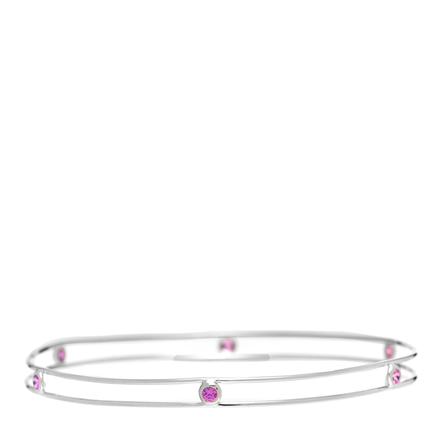 Tiffany 18K White Gold Pink Sapphire Elsa Peretti Sapphire By The Yard Bangle Bracelet 1 of 3