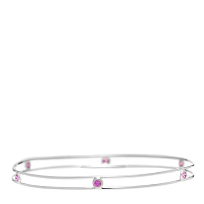 Tiffany 18K White Gold Pink Sapphire Elsa Peretti Sapphire By The Yard Bangle Bracelet 1 of 4