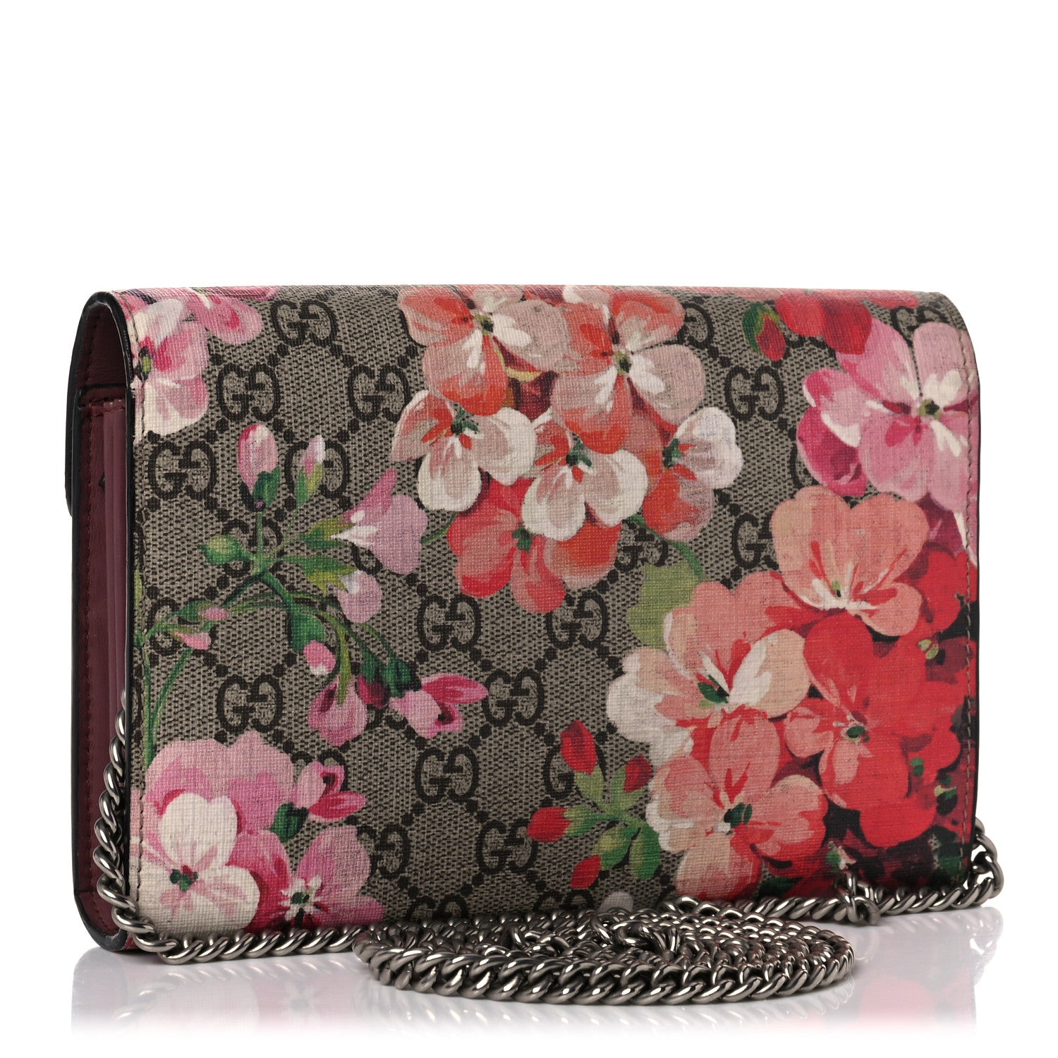 Gucci GG Supreme Monogram Blooms Mini Dionysus Chain Wallet Beige Multicolor Dry Rose 3 of 13