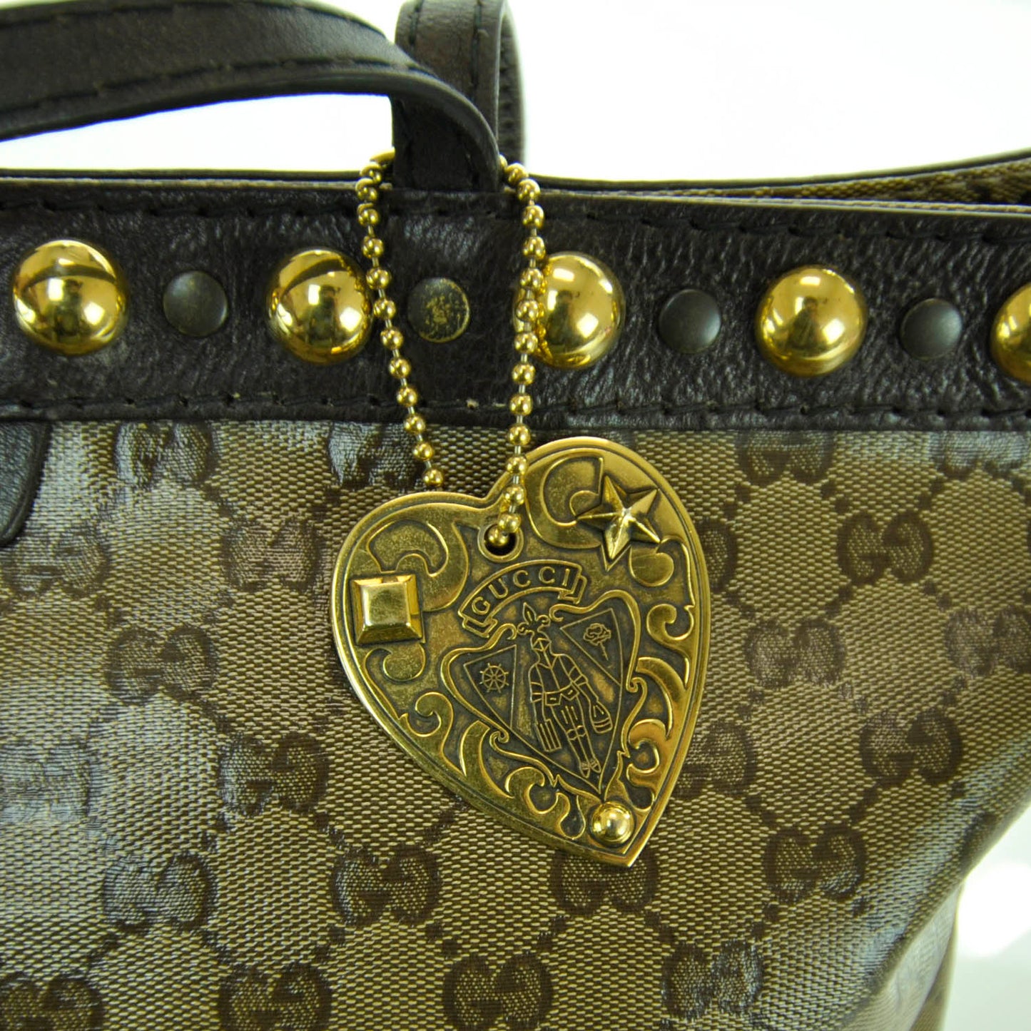 Crystal Monogram Medium Babouska Shopping Tote Dark Brown