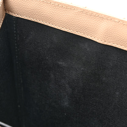 Saint Laurent Grain De Poudre Textured Mixed Matelasse Medium Triquilt Monogram Satchel Dark Beige 13 of 14