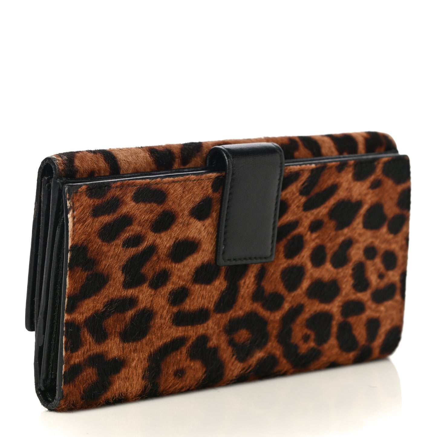 Calf Hair Leopard Print Skull Continental Wallet