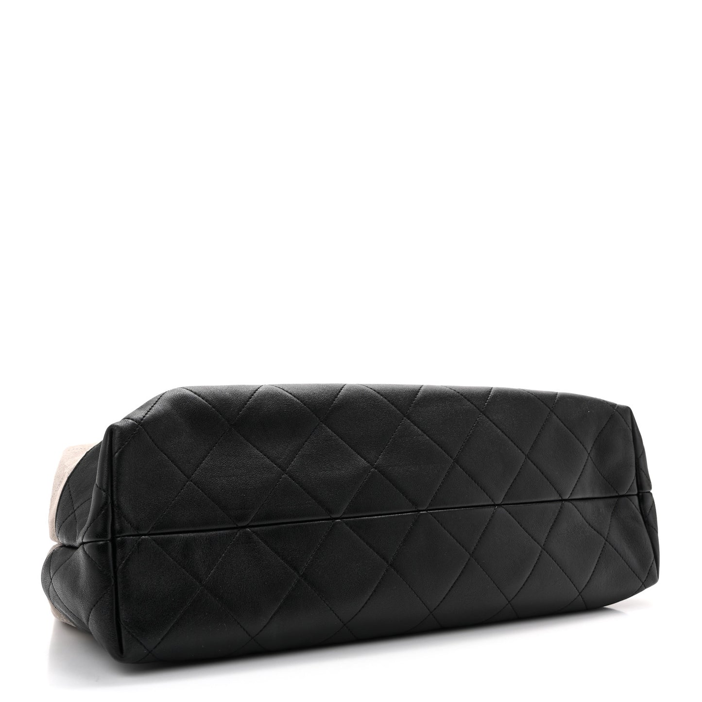 Suede Calfskin Shiny Lambskin Quilted Large Coco Base Shopping Bag Grey Black