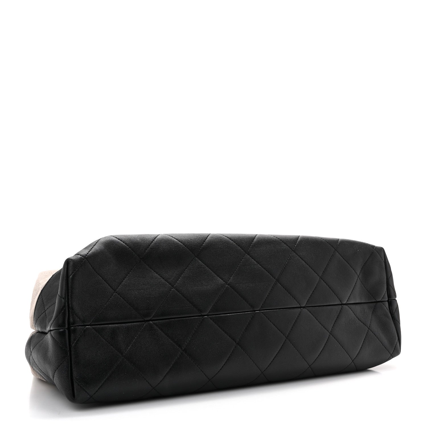 Chanel Suede Calfskin Shiny Lambskin Quilted Large Coco Base Shopping Bag Grey Black 4 of 10