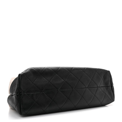 Chanel Suede Calfskin Shiny Lambskin Quilted Large Coco Base Shopping Bag Grey Black 4 of 10