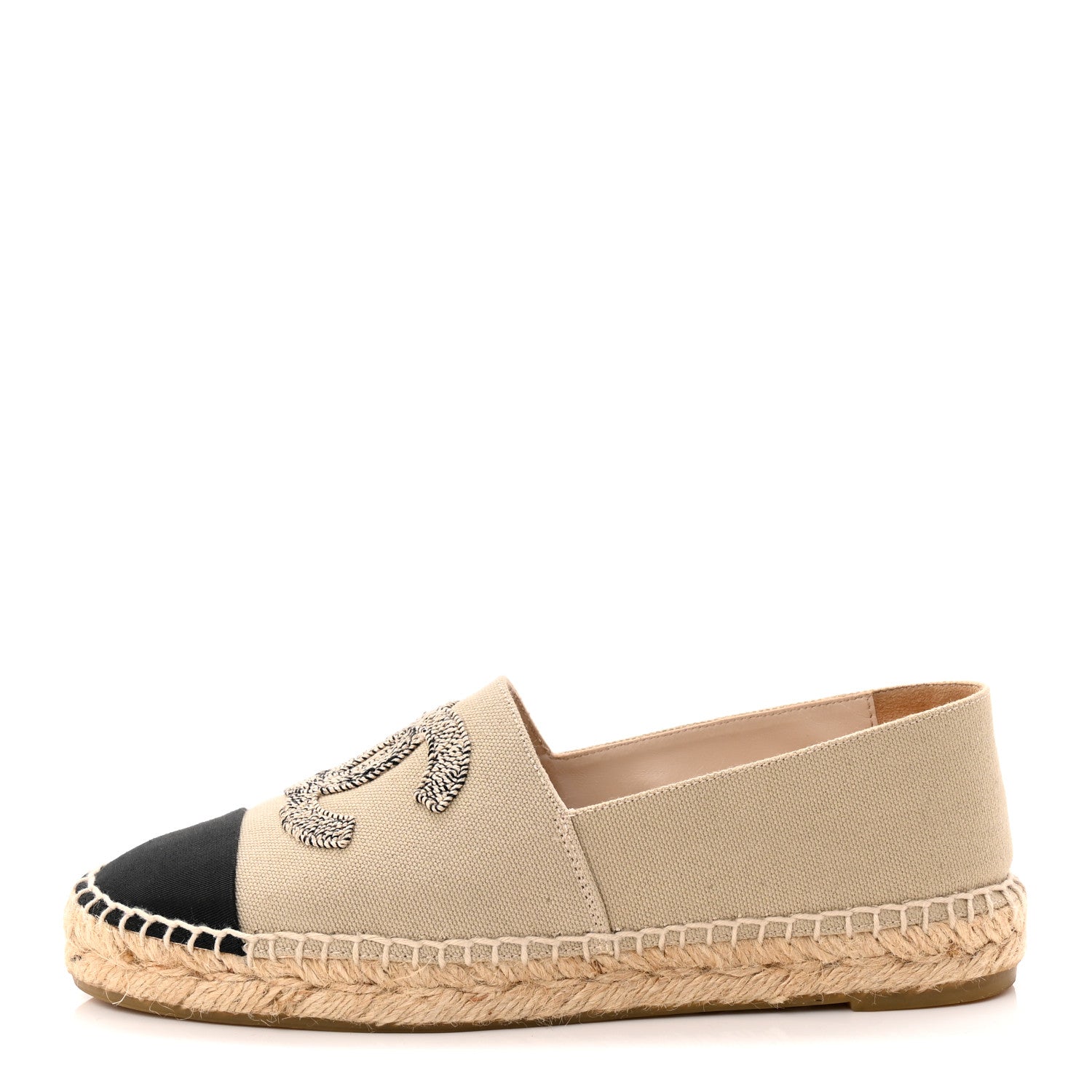 Chanel Canvas Grosgrain CC Espadrilles 37 Light Green Black 1 of 11