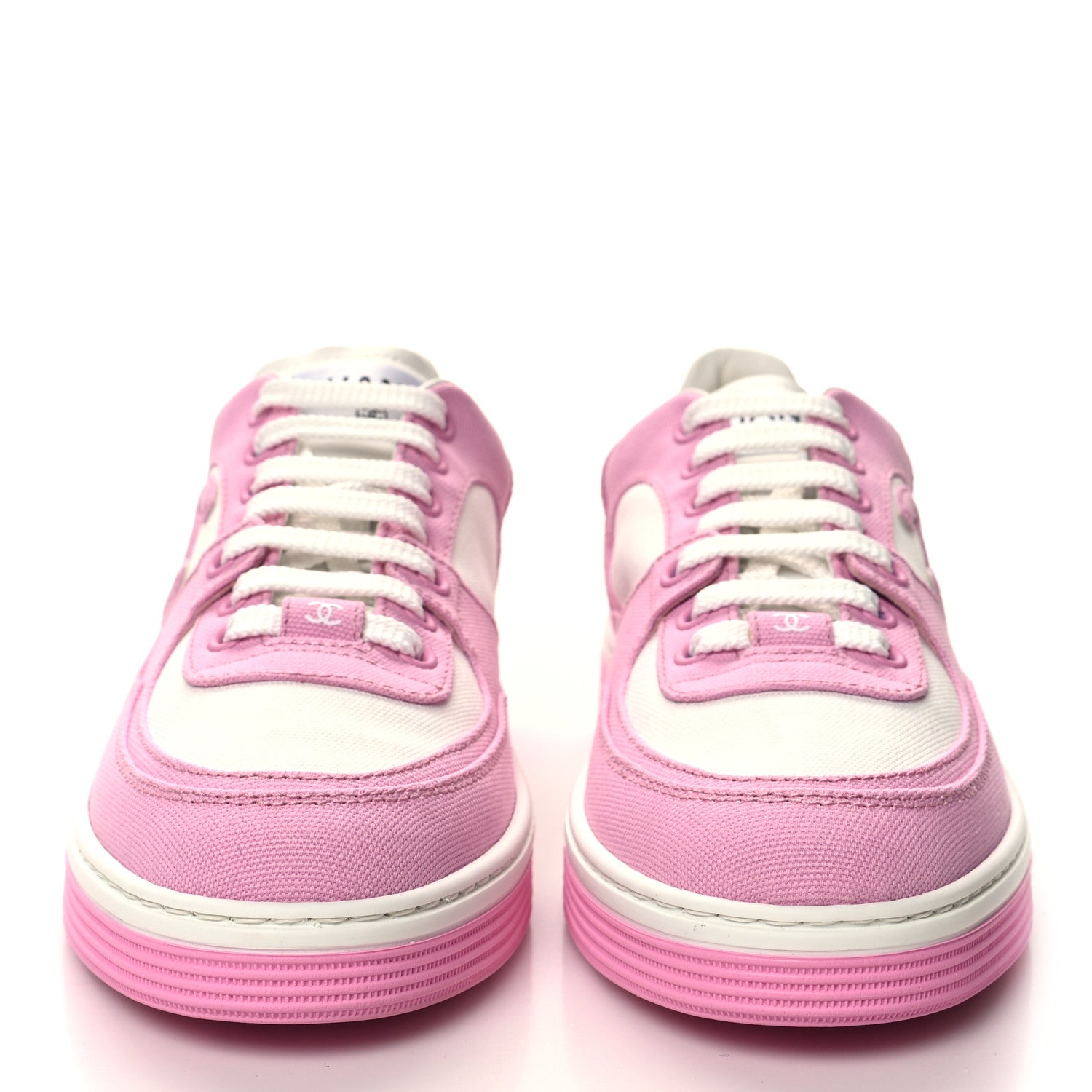 Chanel Cotton Sneakers 37 Pink White 3 of 17