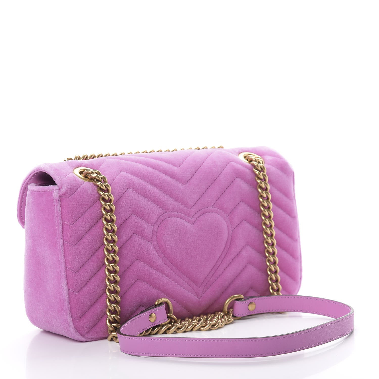 Gucci Velvet Matelasse Marquise Crystals Embroidered Small GG Marmont Shoulder Bag Malva 3 of 11