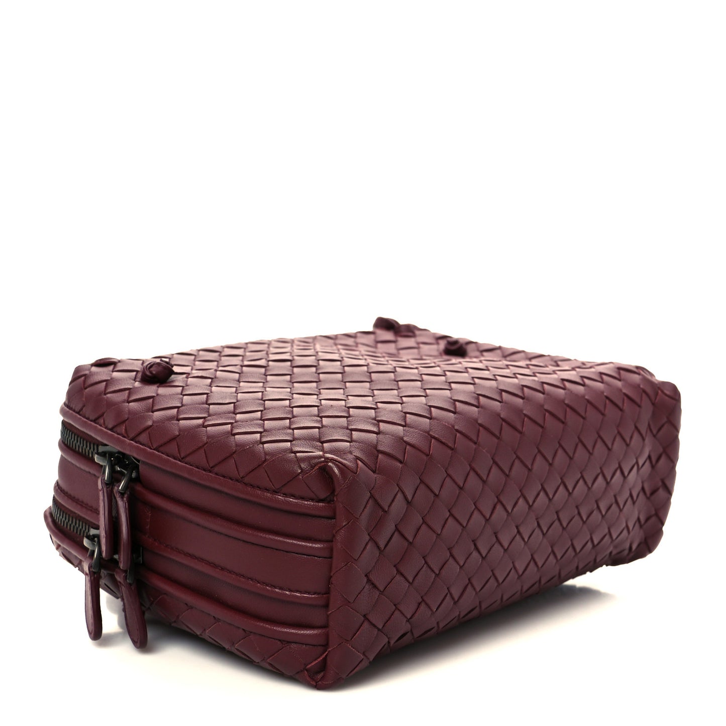 Nappa Intrecciato Double Compartment Crossbody Bag China Red