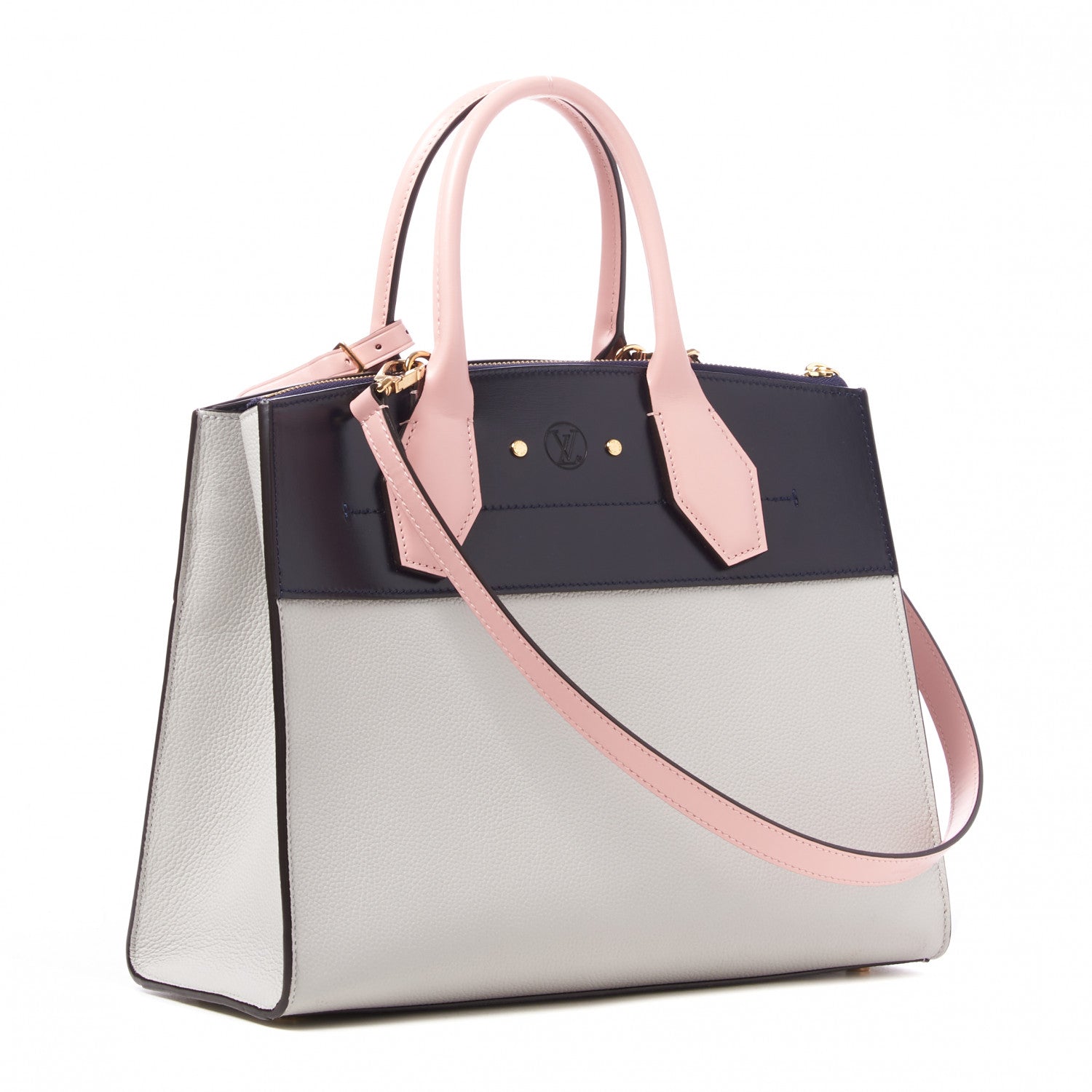 Louis Vuitton Calfskin City Steamer MM Gris Antartica Navy Rose Doux 2 of 9